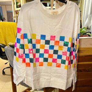 NWOT Fantastic fawn long sleeve shirt with sequin design, oversized medium